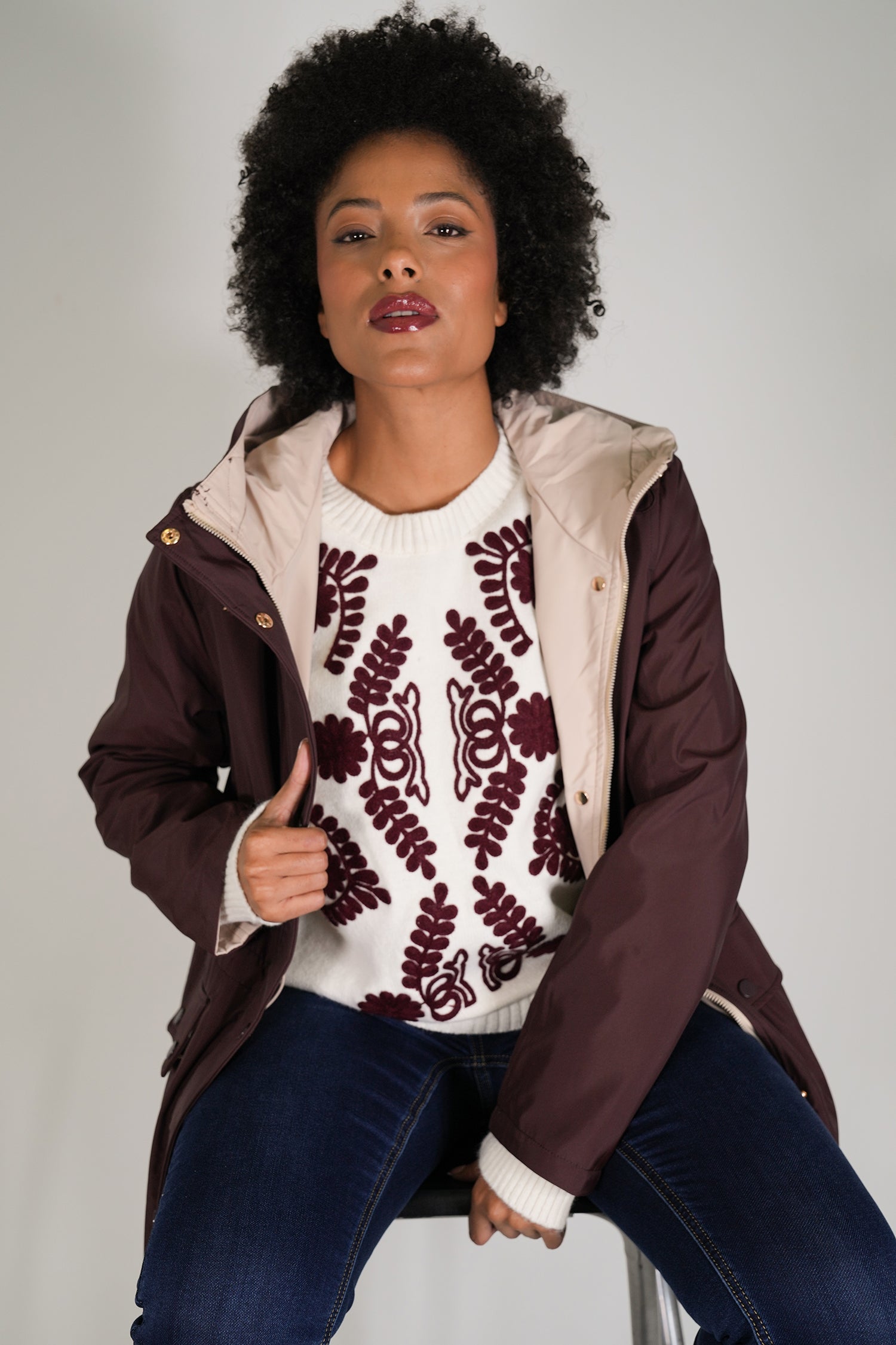 Burgundy Reversible Rain Coat