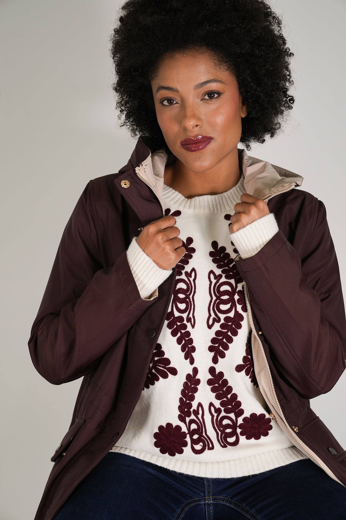 Burgundy Reversible Rain Coat