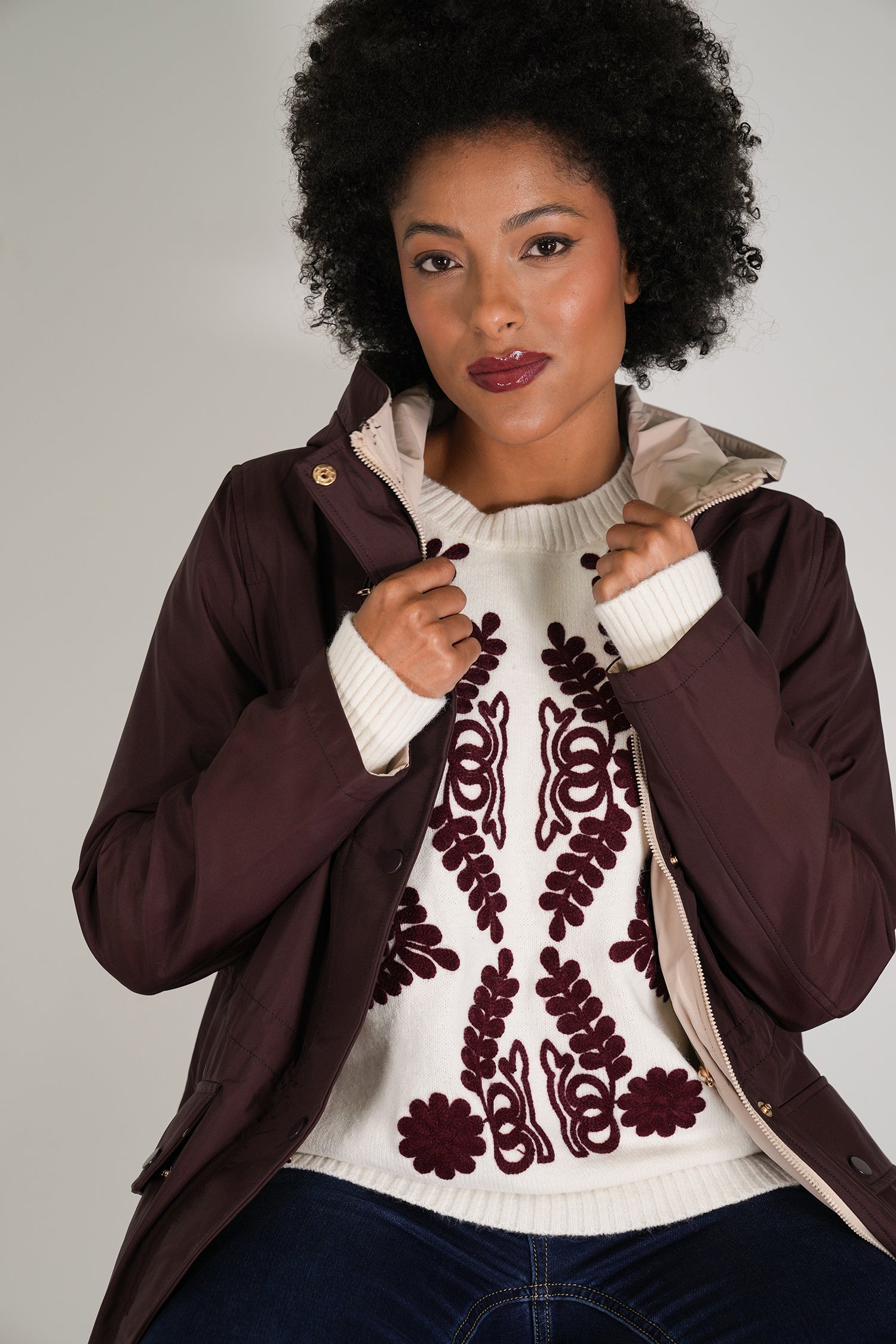 Burgundy Reversible Rain Coat