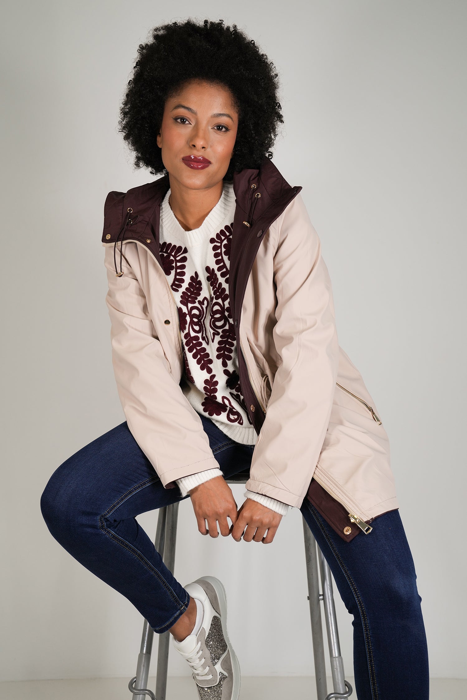 Burgundy Reversible Rain Coat