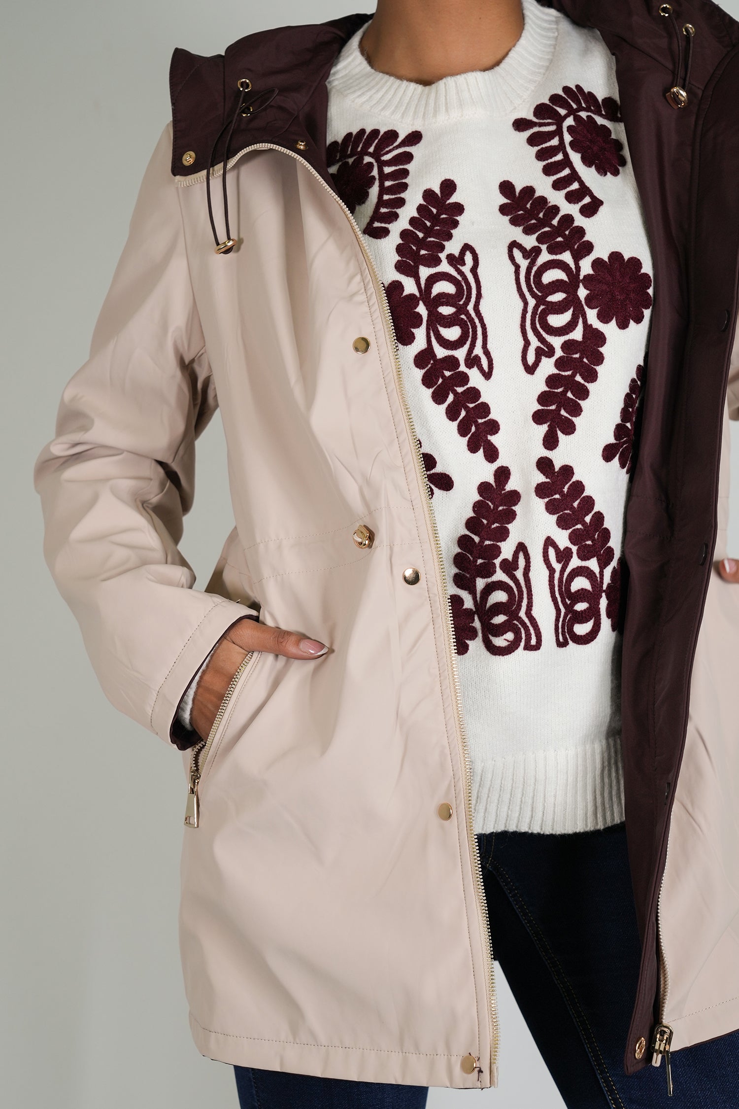 Burgundy Reversible Rain Coat