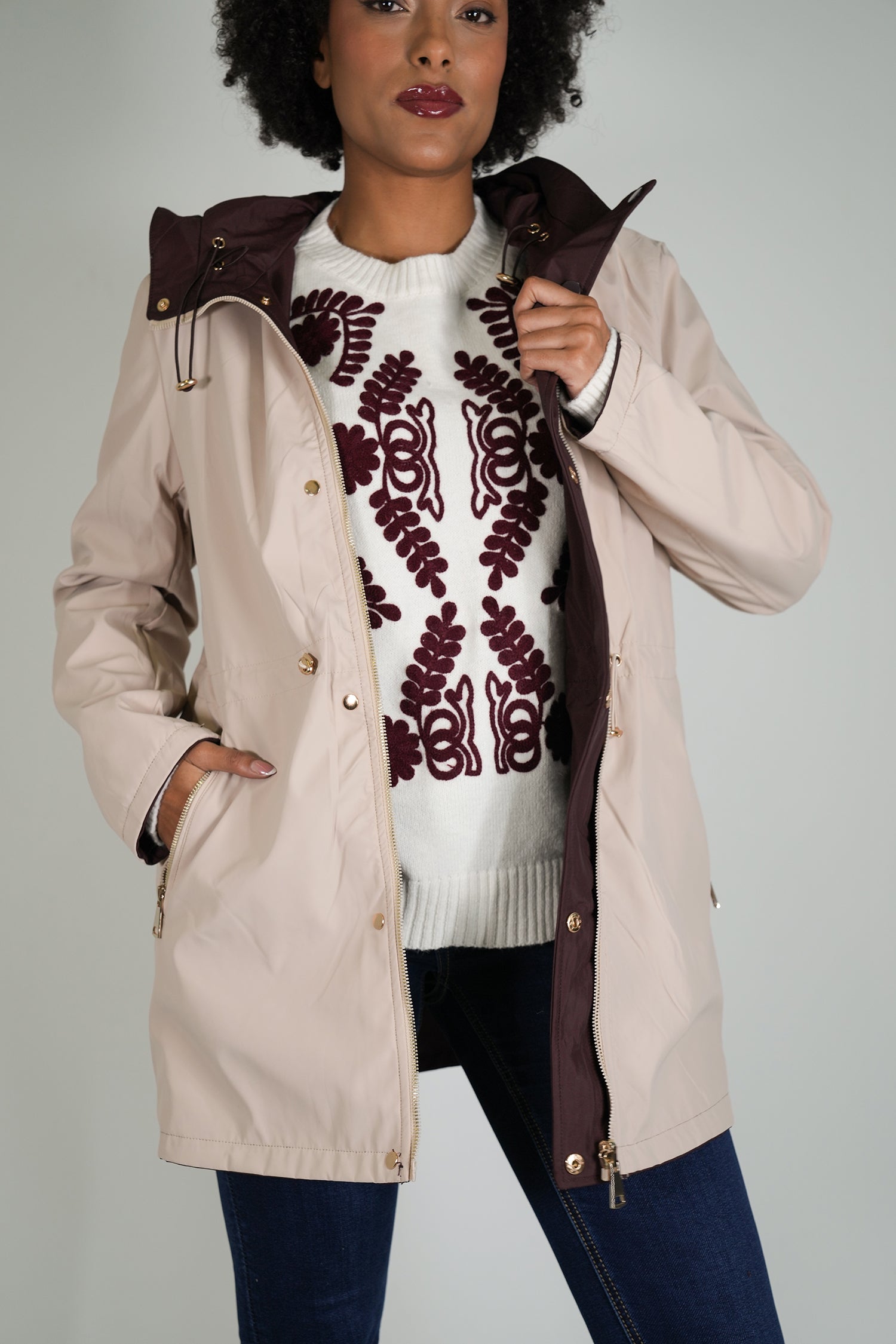 Burgundy Reversible Rain Coat