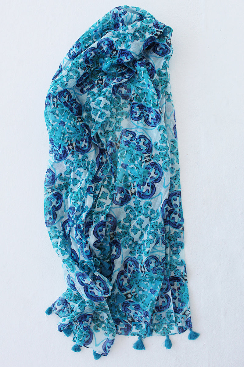 Turquoise Printed Scarf