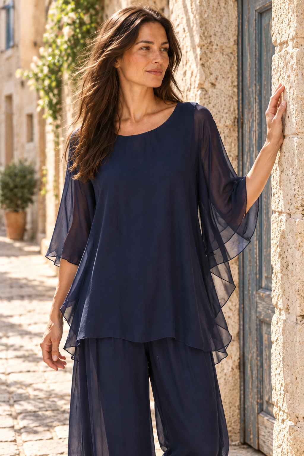 Ink Silk Flutter Poncho