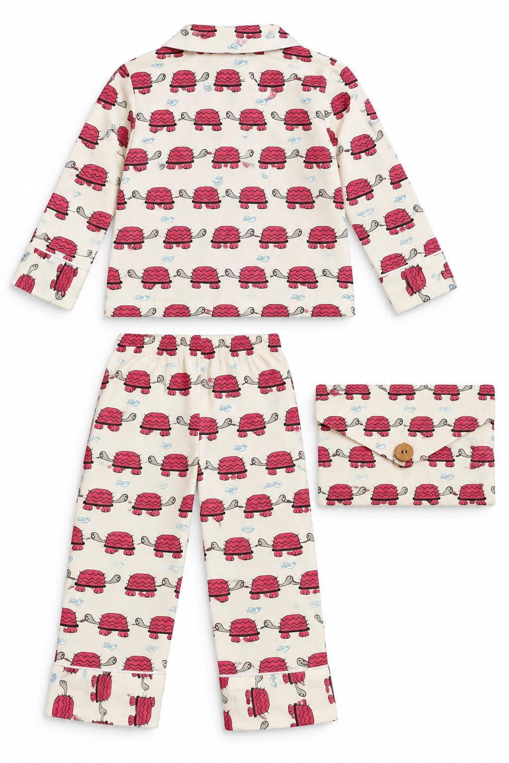 Pink Tortoise Print Cotton Long Sleeve PJ