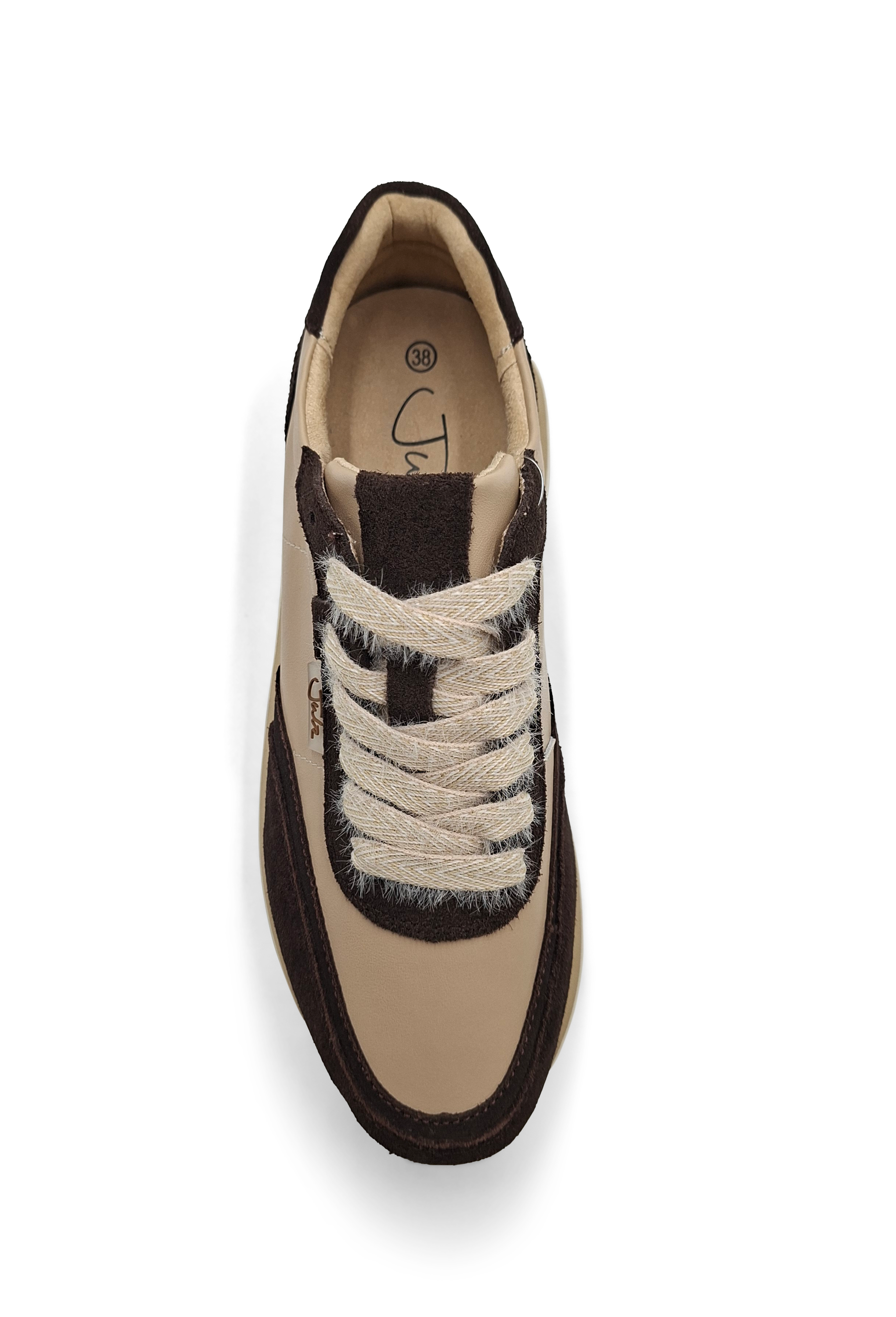 Julz Miles Beige and Chocolate Leopard Sneaker