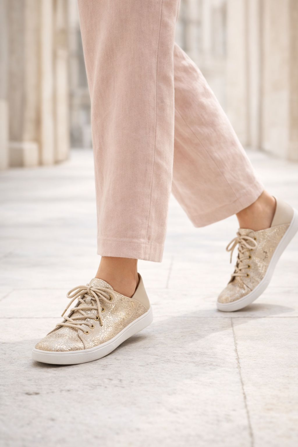 Julz Gold Snake and Beige Vicki Sneaker