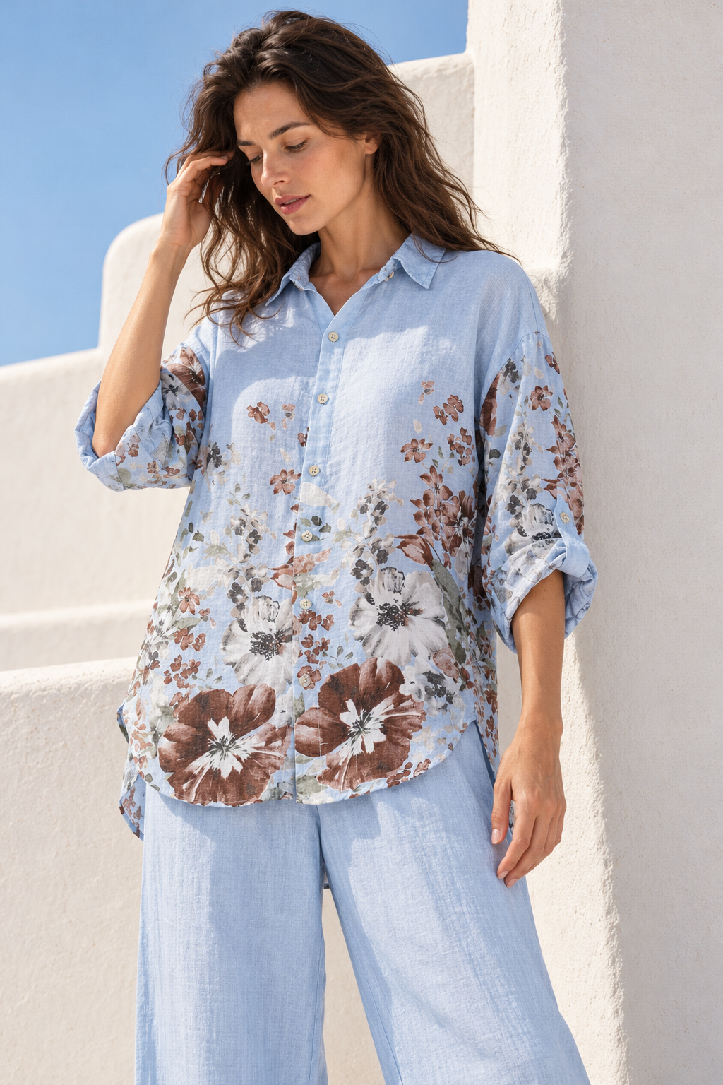 Light Blue Maria Linen Shirt