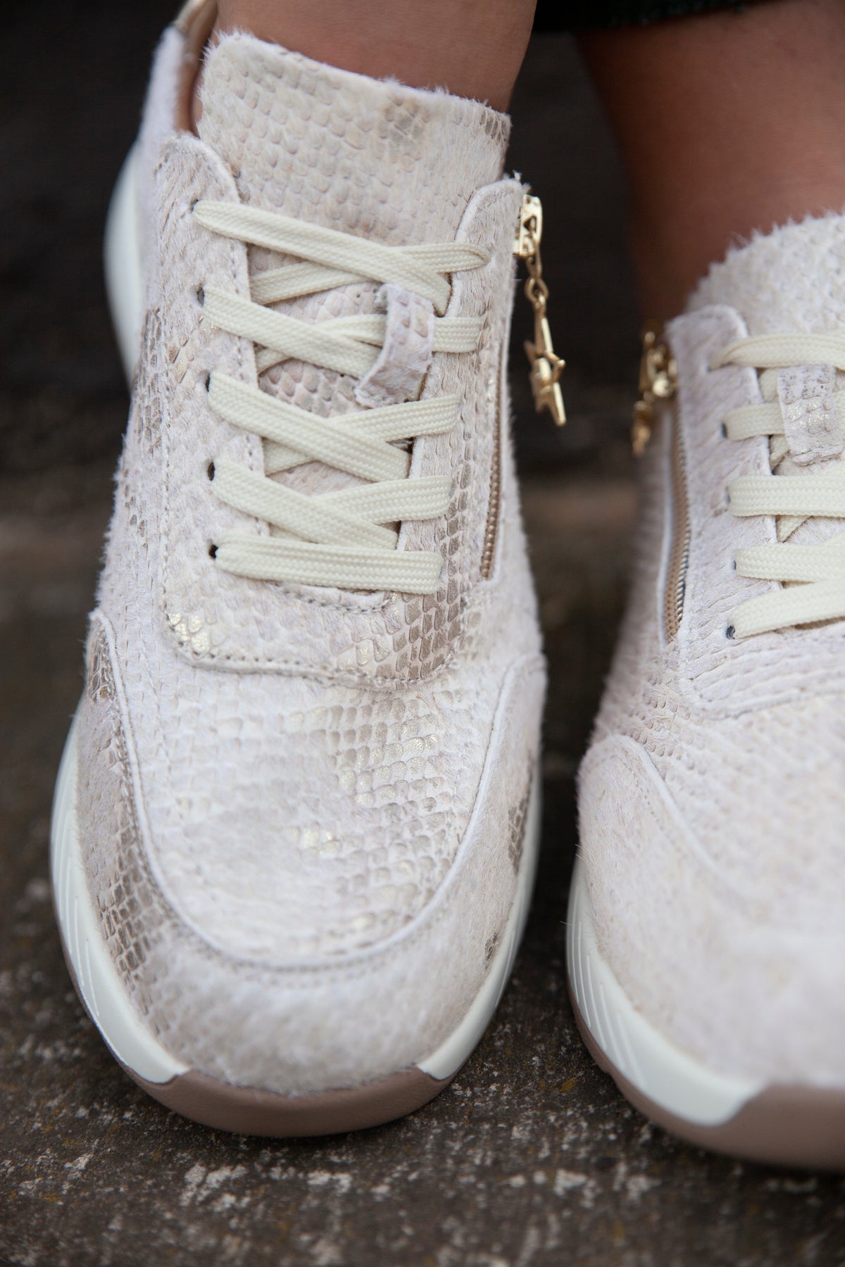Julz Nina Beige Snake Sneaker