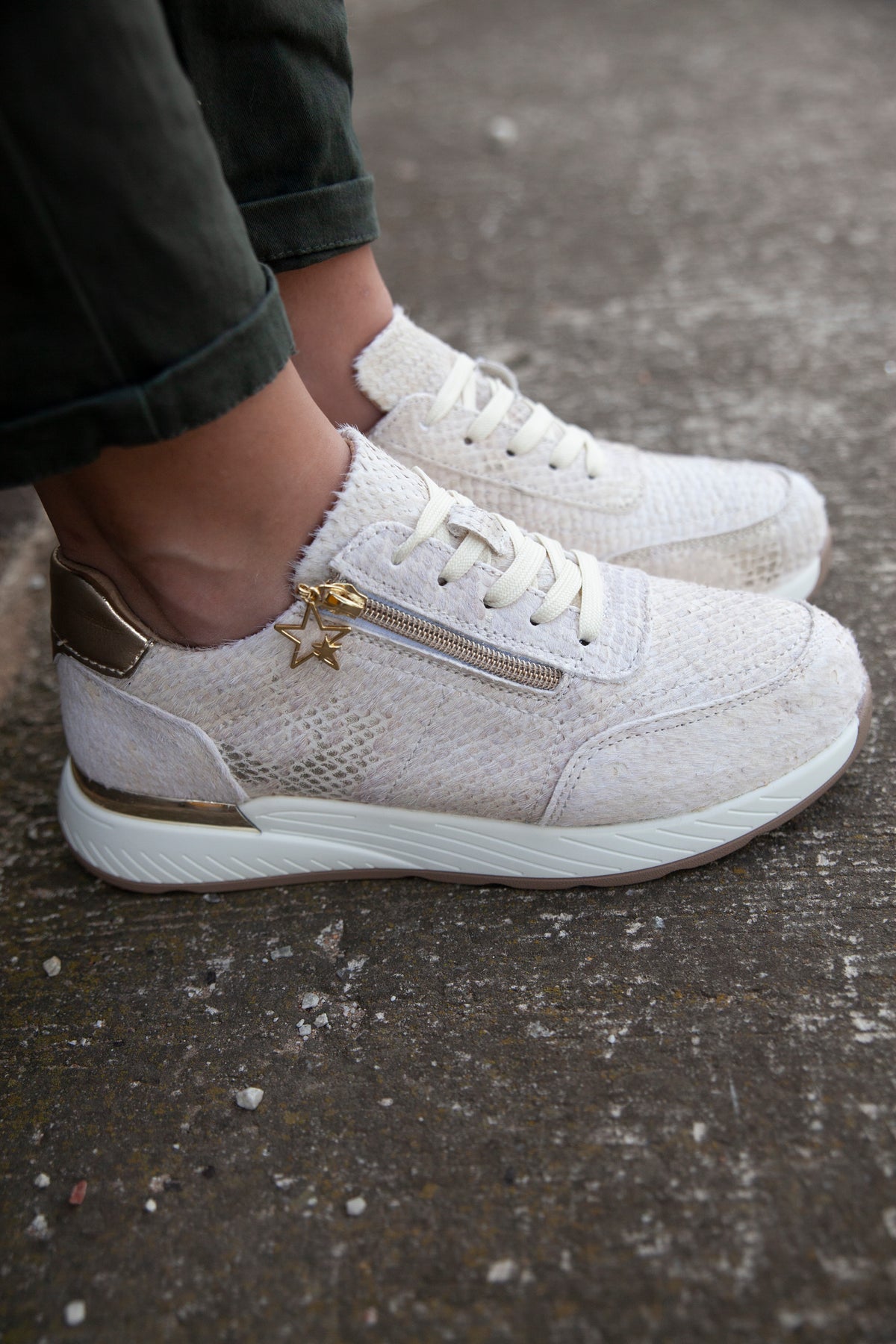 Julz Nina Beige Snake Sneaker