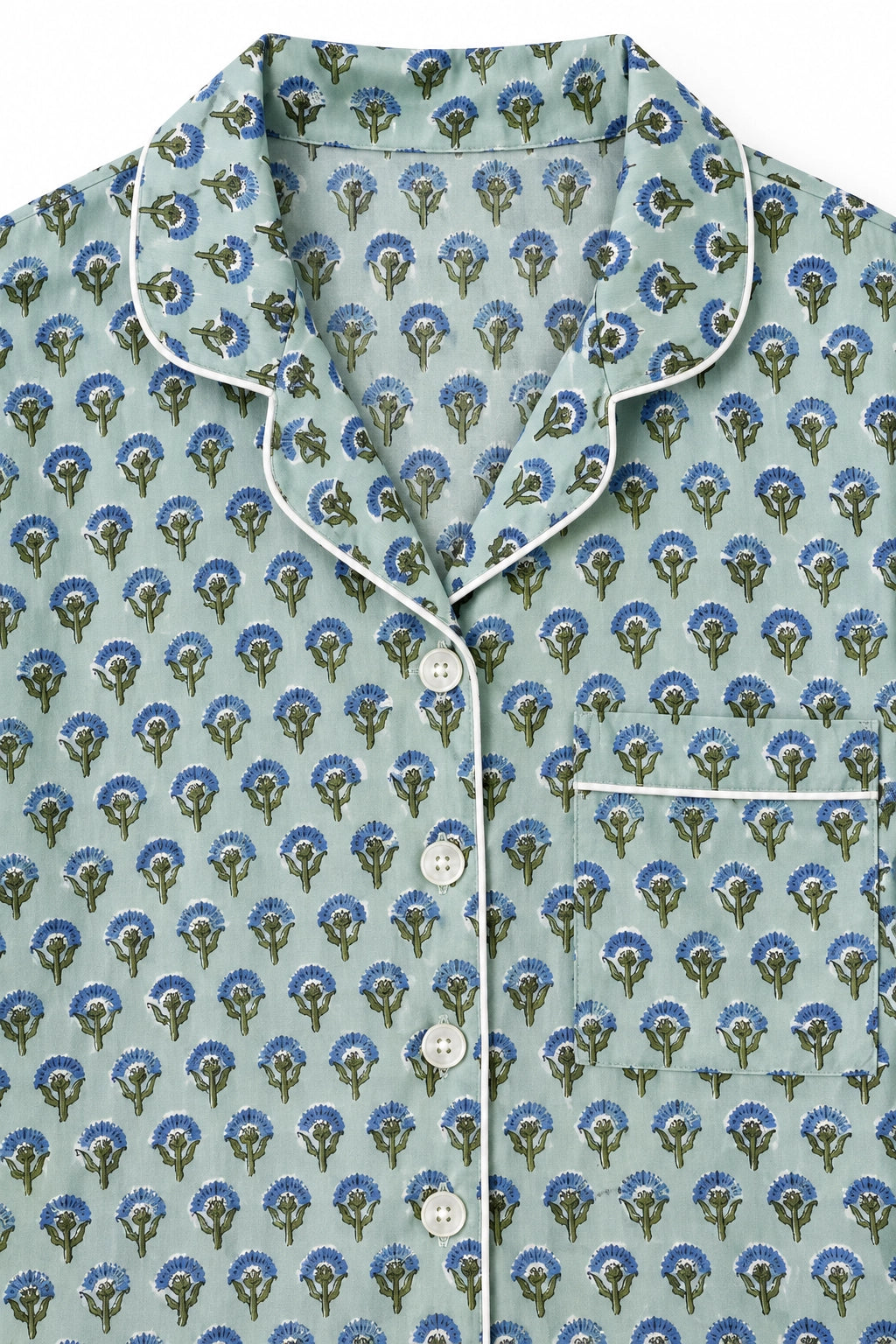 Aqua Printed Cotton Long Sleeve PJ