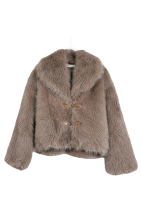 Mocha Toggle Faux Fur Jacket