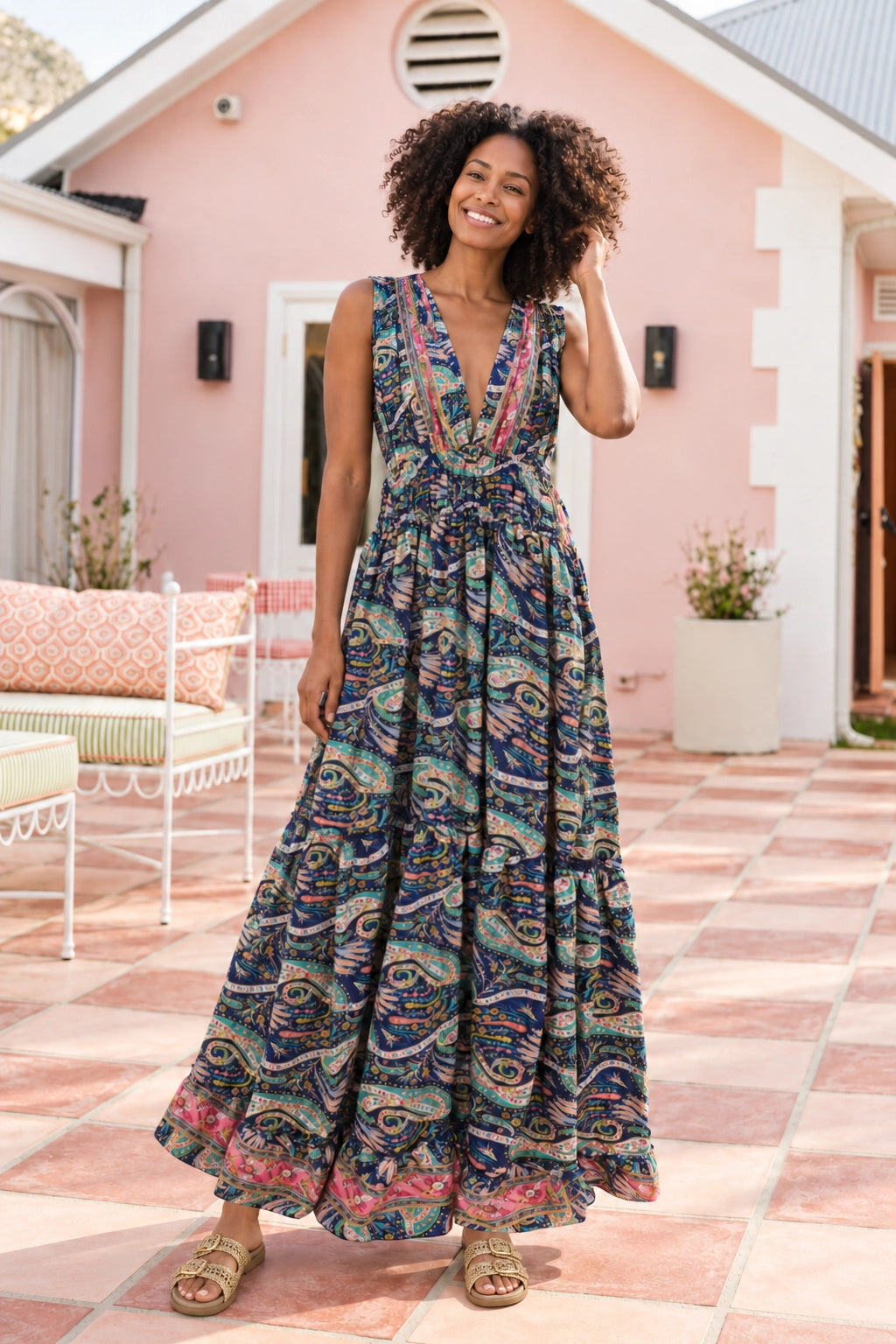 Navy and Pink Terry Dress