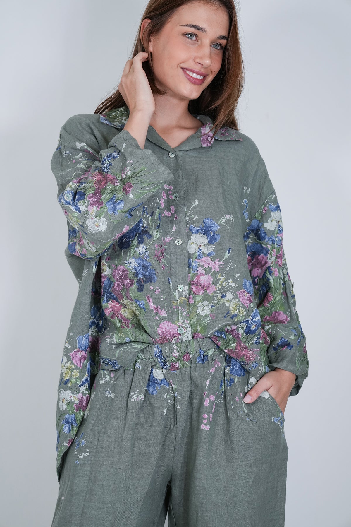 Olive Claire Linen Shirt