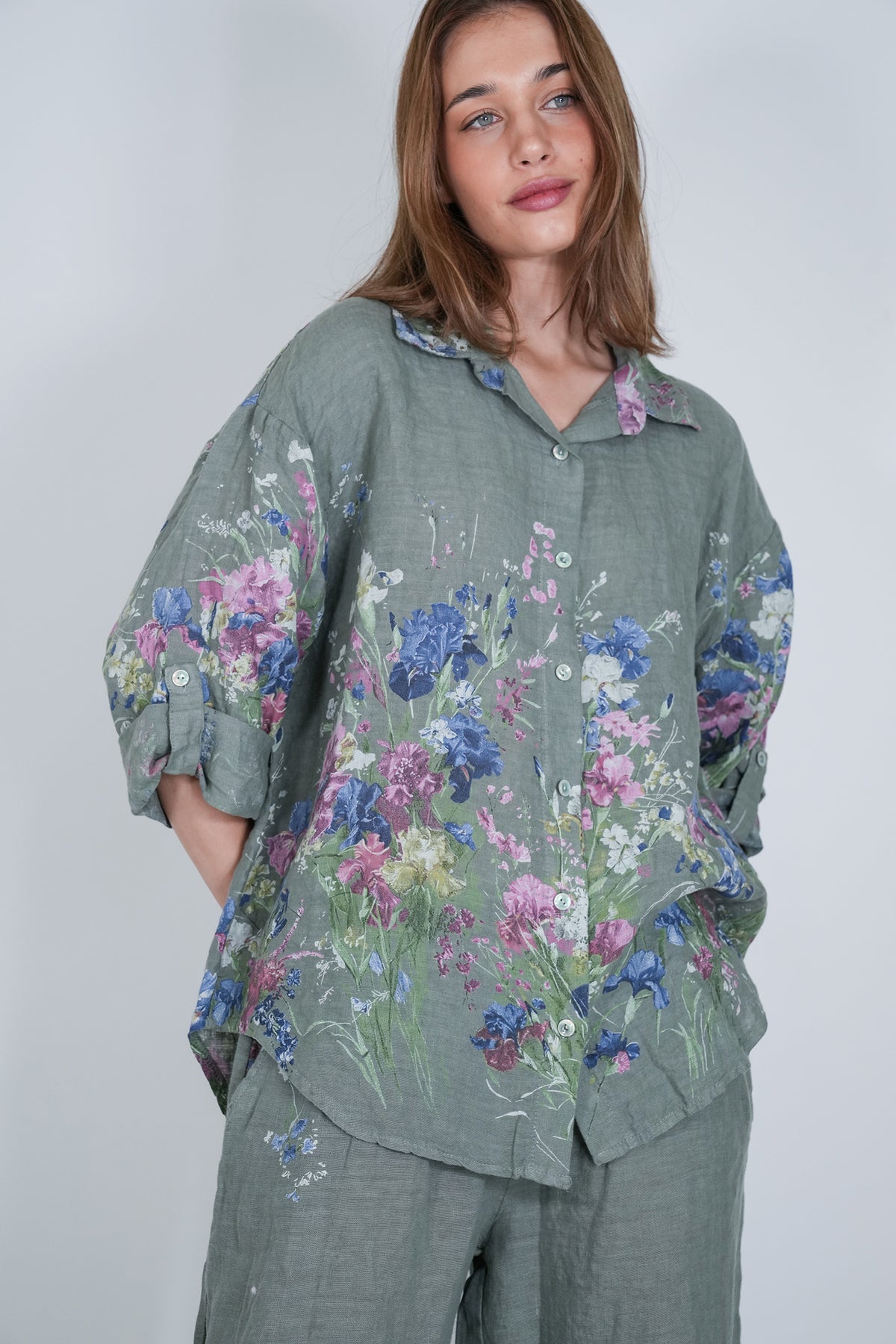 Olive Claire Linen Shirt