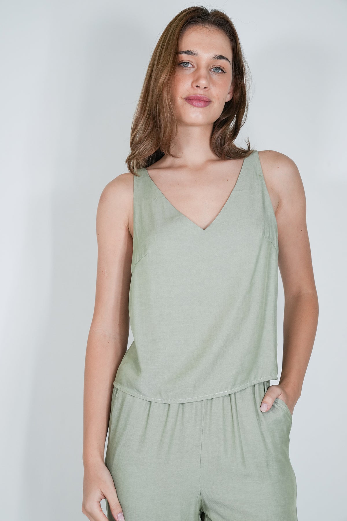 Olive Minki Strappy Top