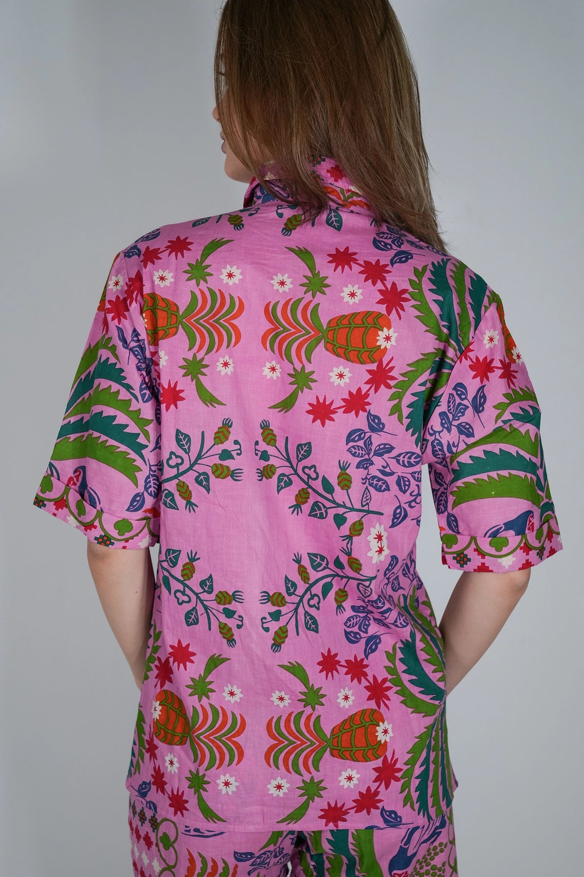 Pink Cotton Island Print Blouse