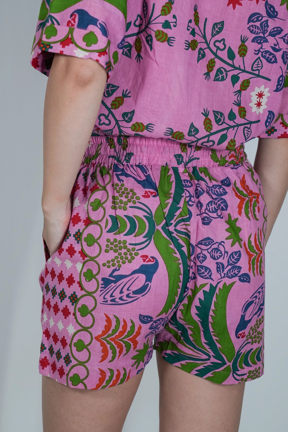 Pink Cotton Island Print Shorts