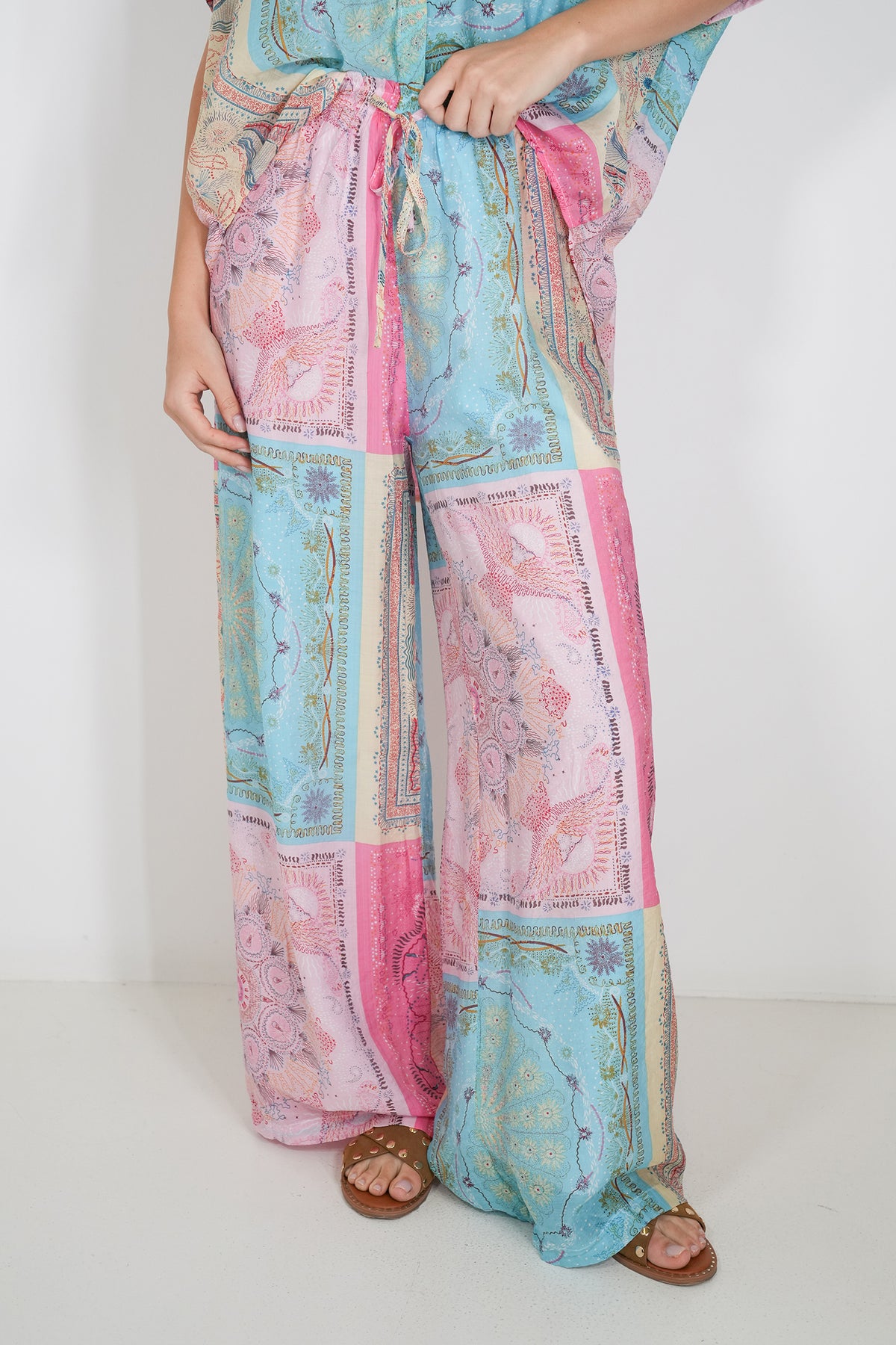 Pink and Turquoise Print Pant