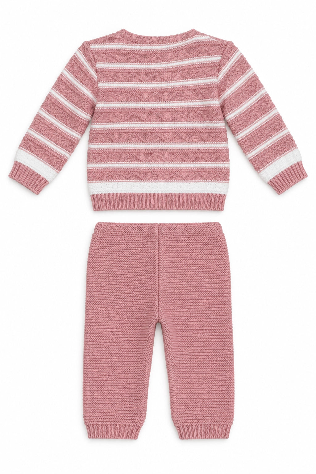 Pink and White Striped Knit Set