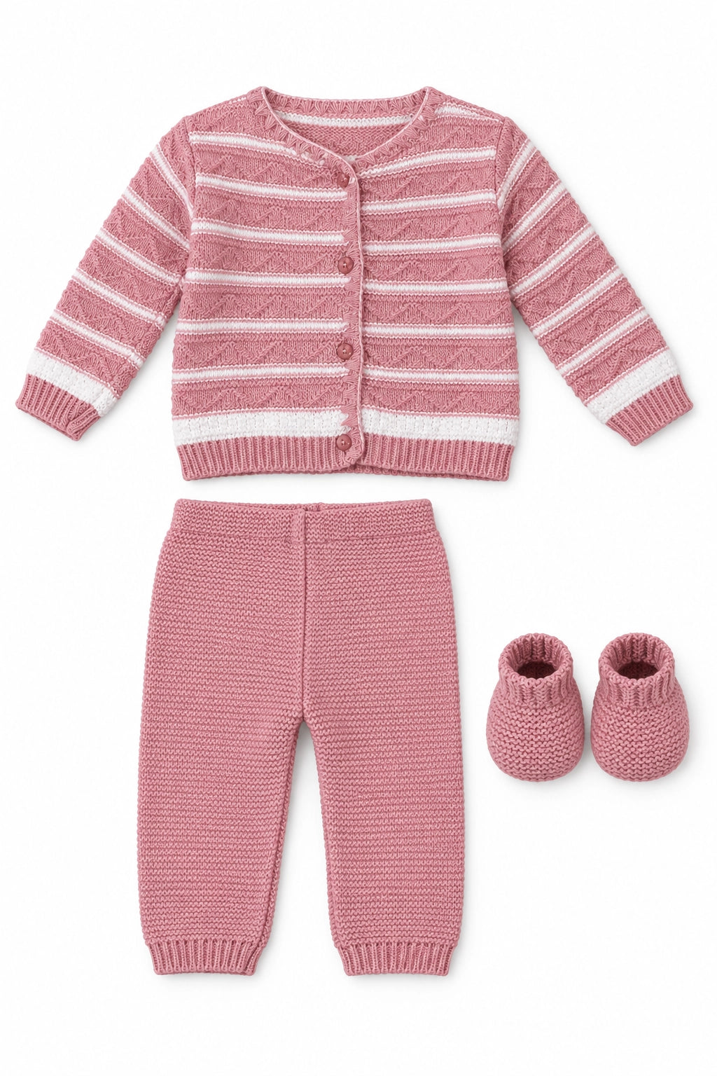 Pink and White Striped Knit Set