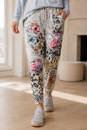 Printed Floral Foil Jogger