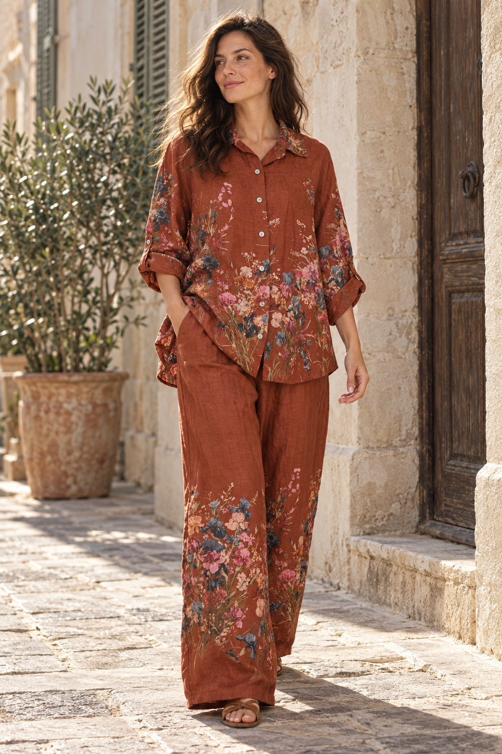 Rust Claire Linen Pant