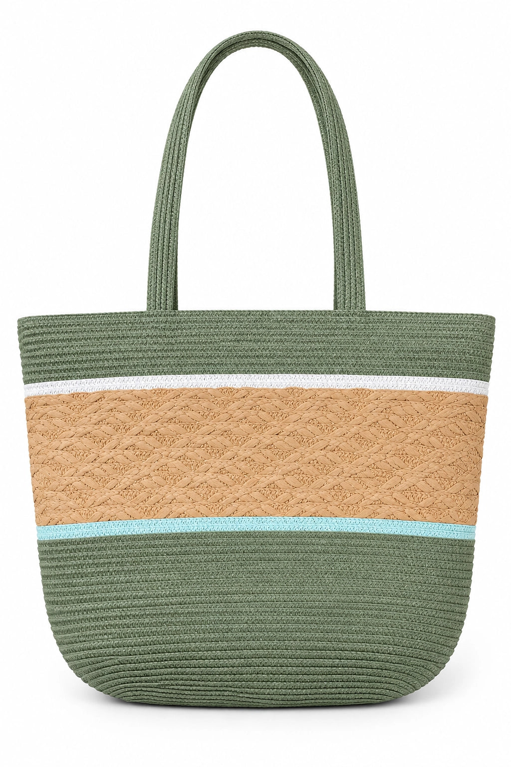 Olive Straw Tote Bag