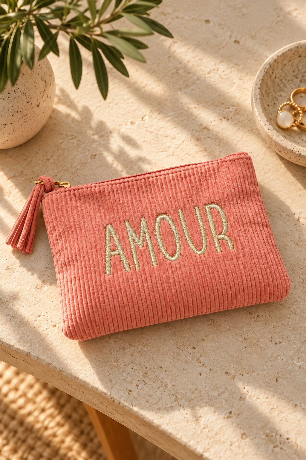 Coral Amour Zip Bag
