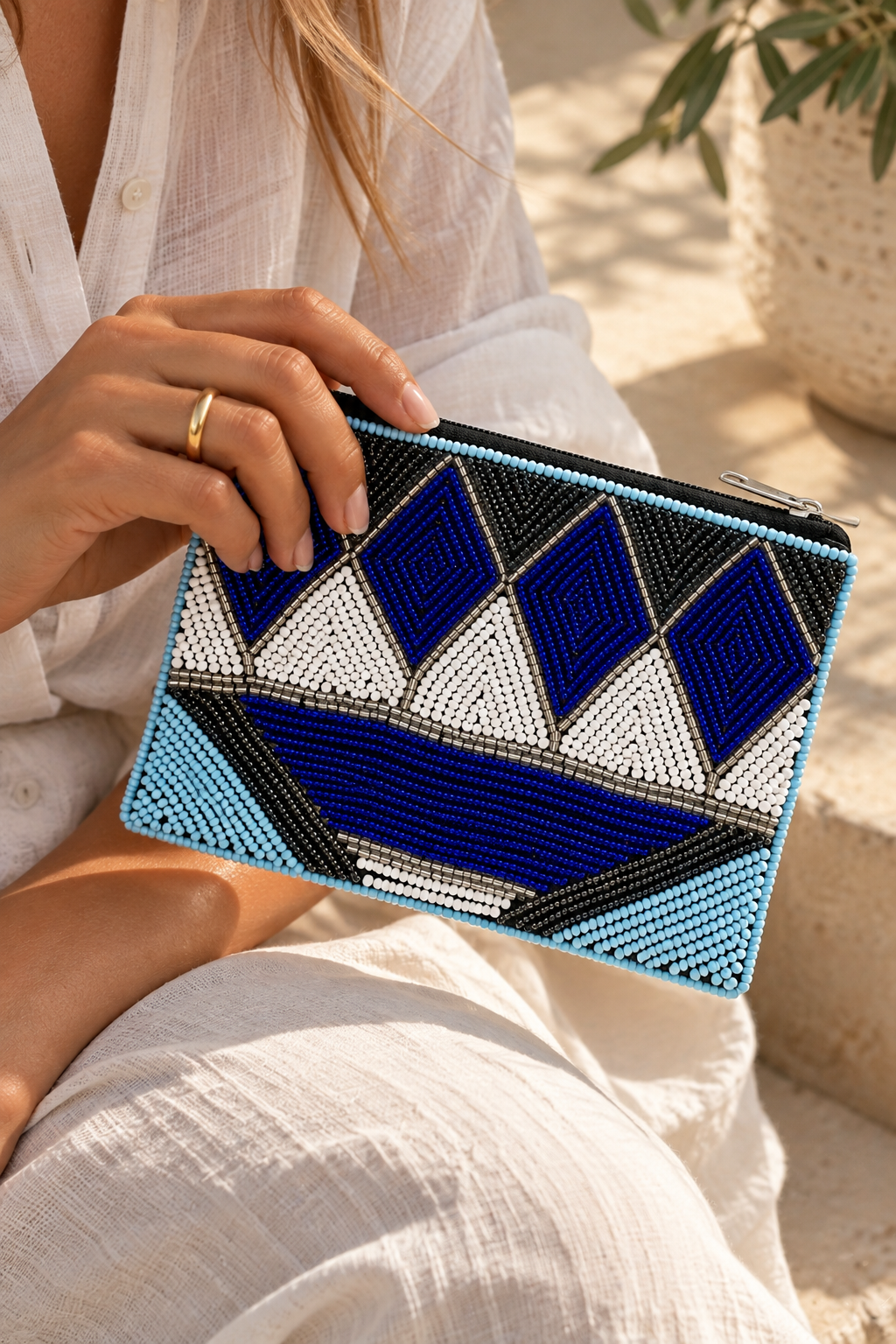 Cobalt Beaded Purse