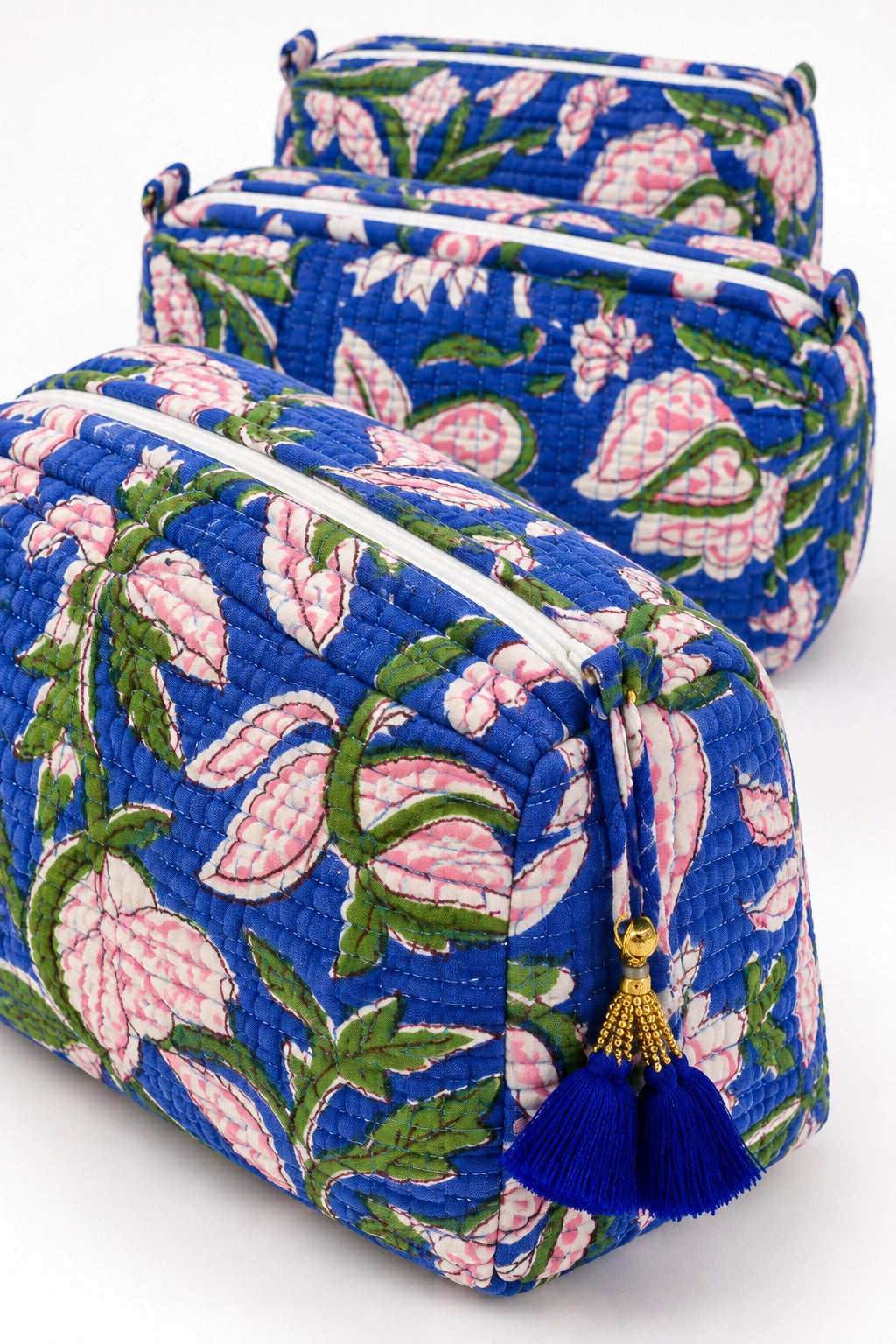 Cobalt and Pink Floral Vanity 3 pack