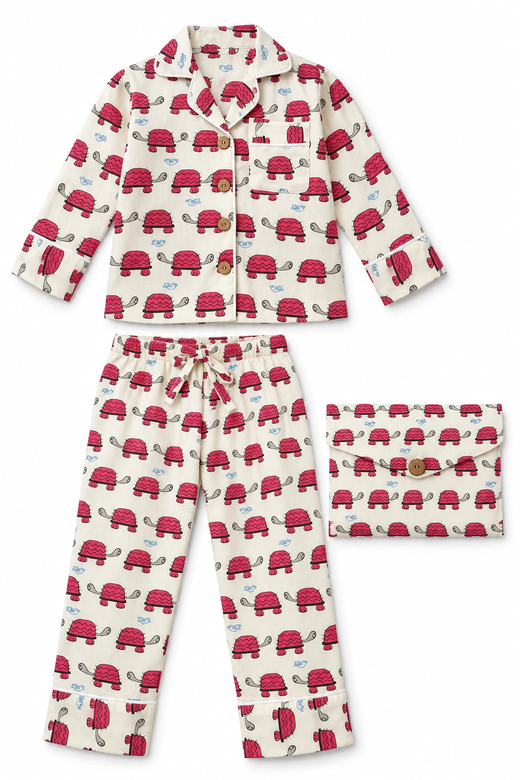 Pink Tortoise Print Cotton Long Sleeve PJ