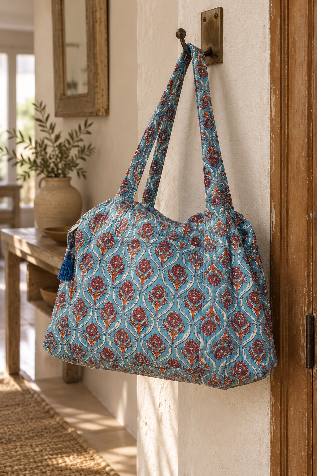 Turquoise Ring Print Duffel Bag With Zip