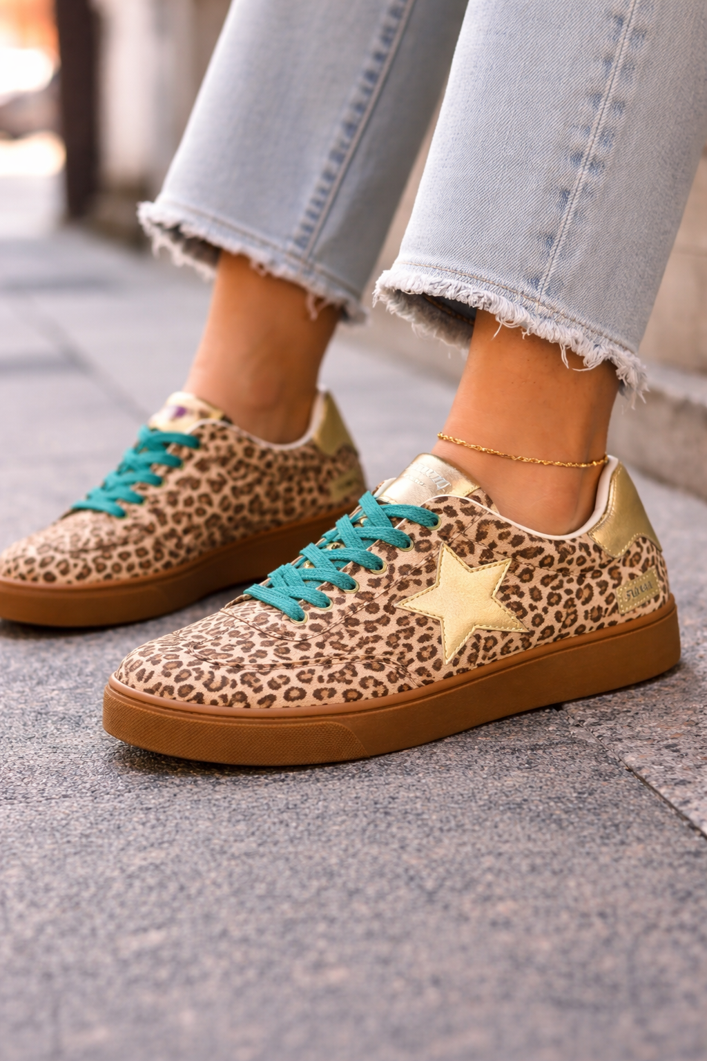 Turquoise Leopard Shimmer Sneaker