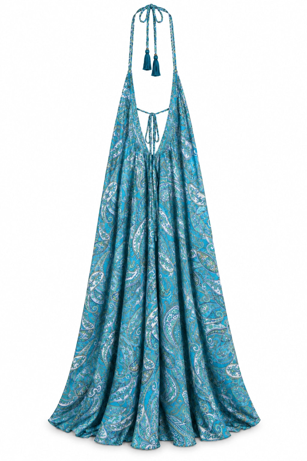 Turquoise Paisley Halter Dress