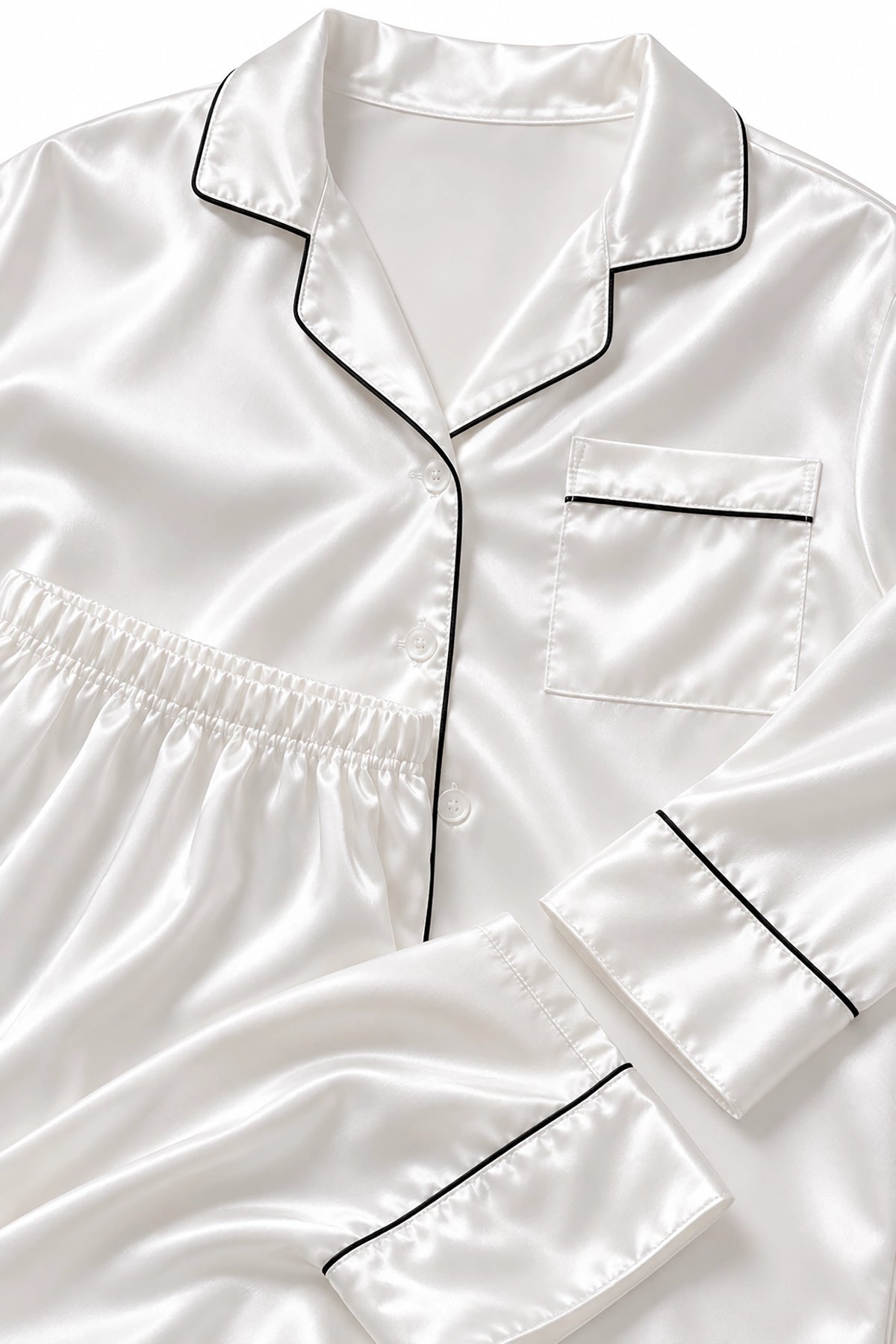 White Satin Long PJ Set