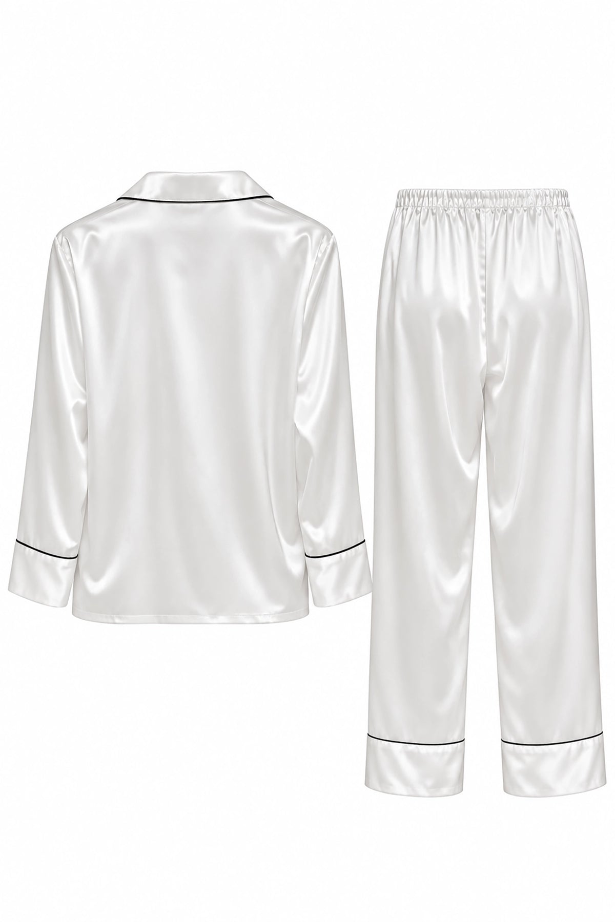 White Satin Long PJ Set