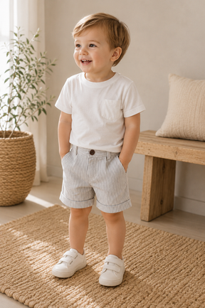 White Striped Shorts