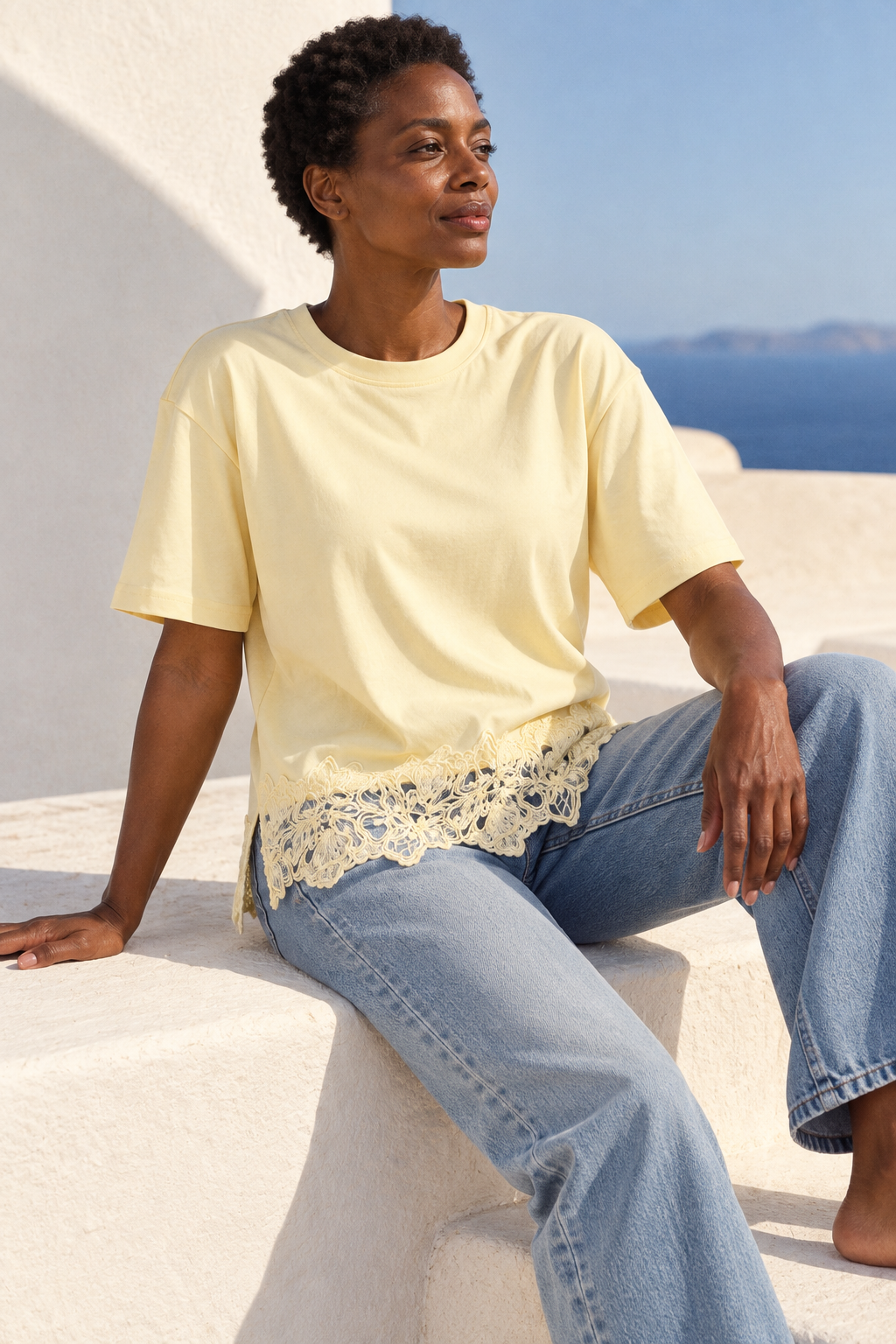 Yellow Detailed Hem Tee