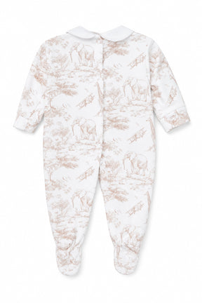 Baby onesie with floral pattern on a white background