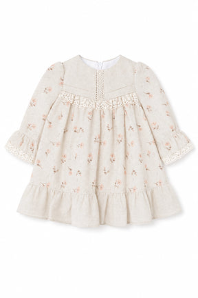 Floral dress with long sleeves on a white background