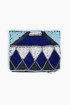 Decorative clutch with geometric pattern on a white background