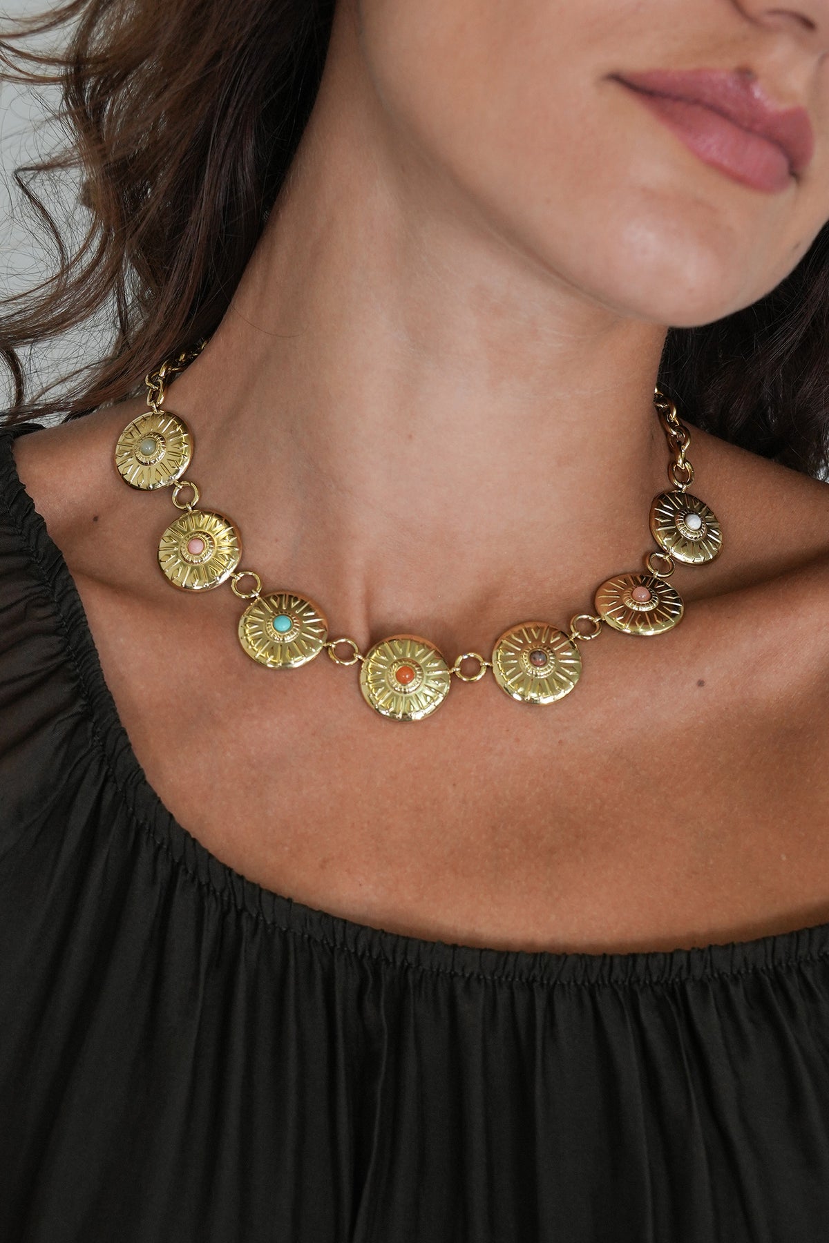 Colourful Disc Charm Necklace