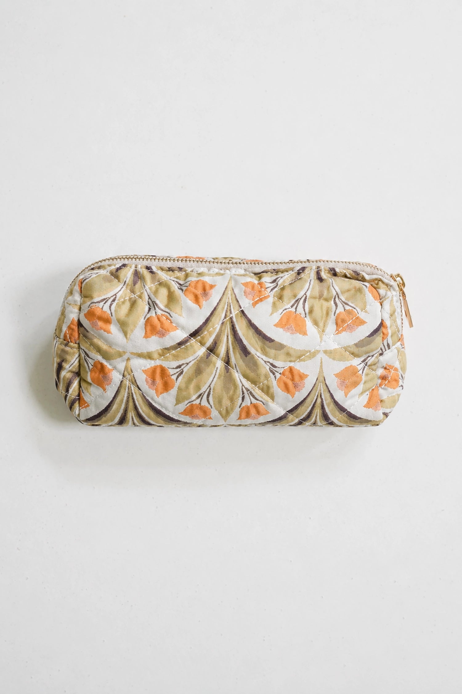 Floral patterned pouch on a white background
