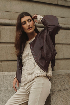 gold foil cream knitwear