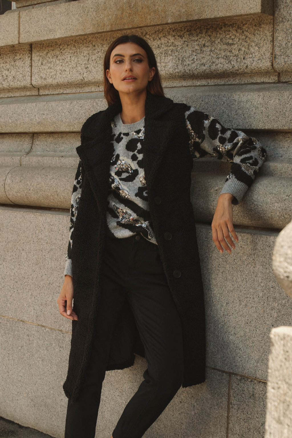 leopard sequin pullover 