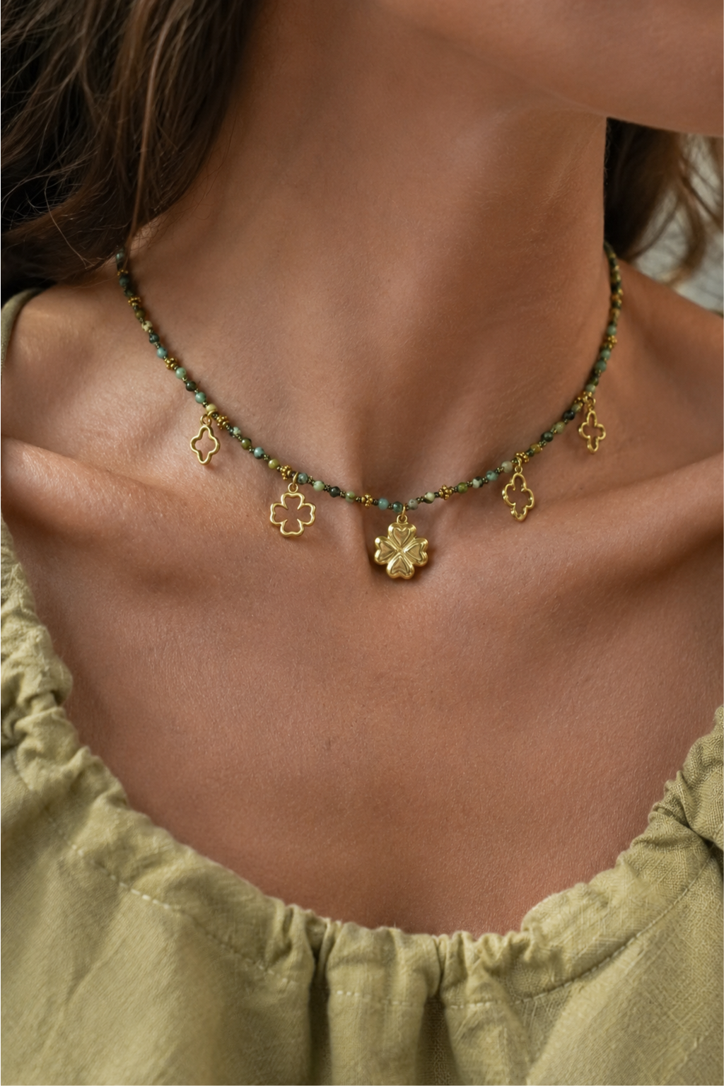 Green 4 Leaf Clover Necklace