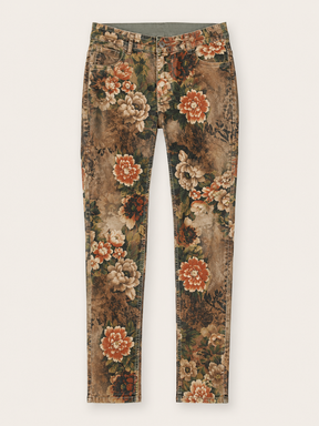 Floral patterned pants on a white background