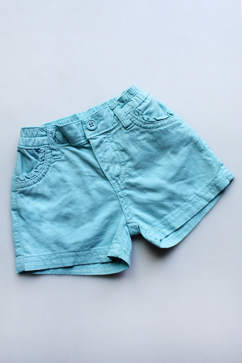 Turquoise Ruffle Shorts